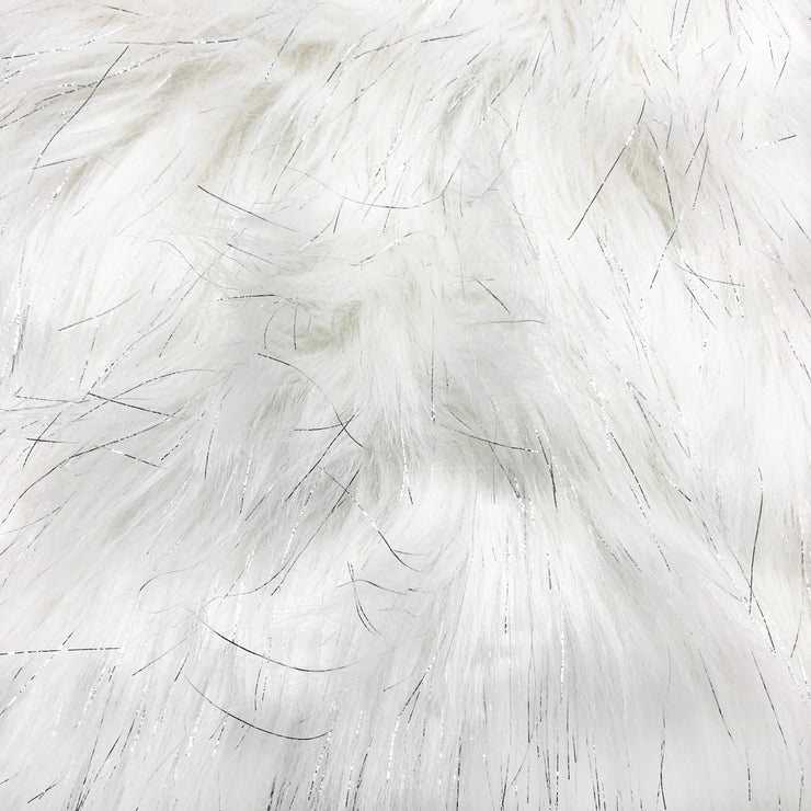 Long Pile Faux Fur Fabric White