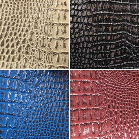 Crocodile Faux Leather Vinyl - Silver - Fabric 3D Scales Vinyl Crocodi