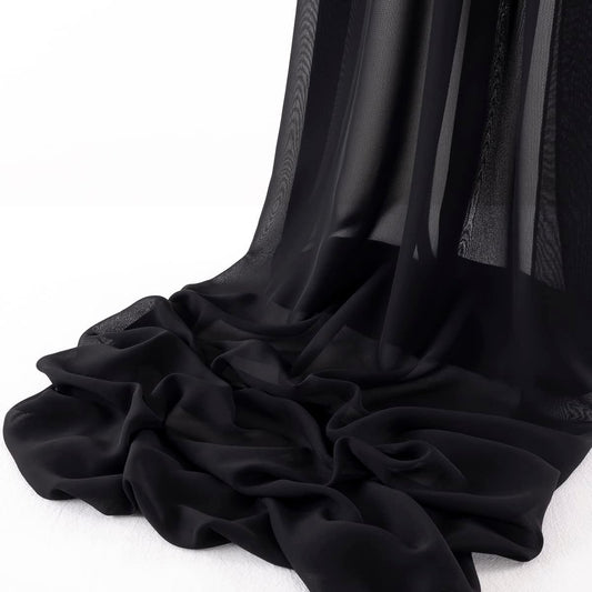 Chiffon Fabric - Polyester Soft Light Weight, Sheer, See Through Chiffon Fabric Sold By The Yard. Black