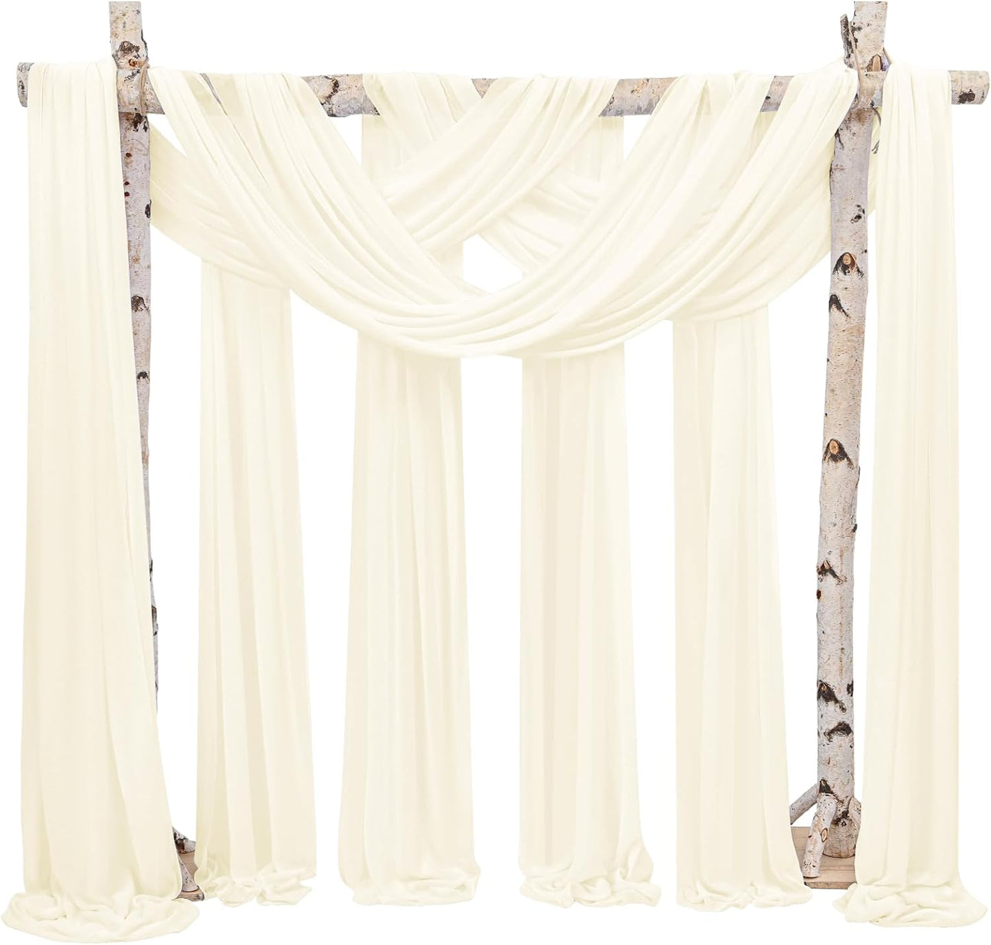 Backdrop Chiffon Curtains 20' x 20' Ft - IVORY - 4 Panels Chiffon Backdrop Curtain Sheer Curtains Wedding Arch Draping Fabric for Party