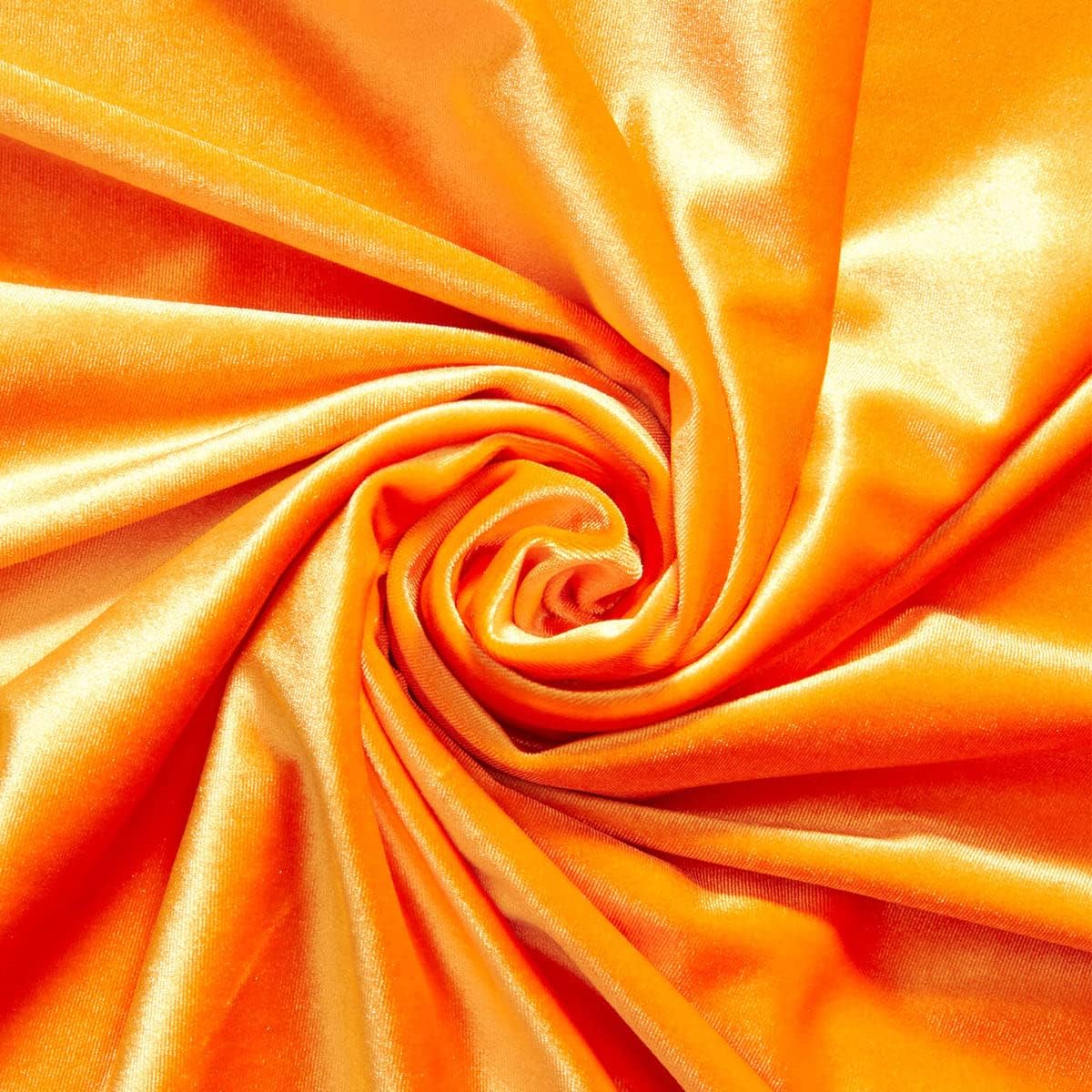 SPANDEX VELVET - Stretch Velvet Fabric for Sewing Apparel Costumes Craft, - ORANGE - By The Yard.