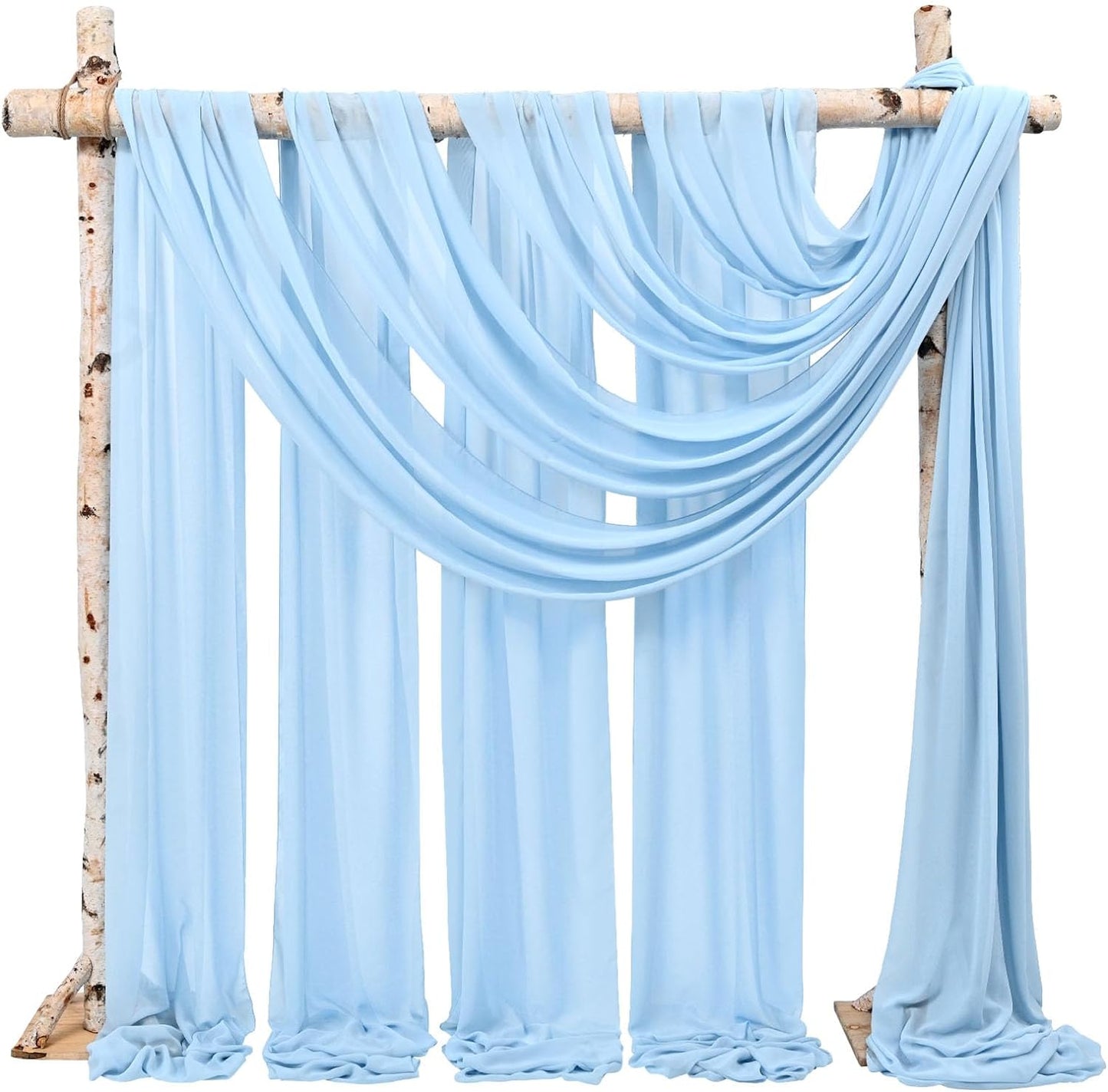 Backdrop Chiffon Curtains 20' x 20' Ft - BLUE - 4 Panels Chiffon Backdrop Curtain Sheer Curtains Wedding Arch Draping Fabric for Party