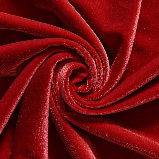 SPANDEX VELVET - Stretch Velvet Fabric for Sewing Apparel Costumes Craft, - DK RED - By The Yard.