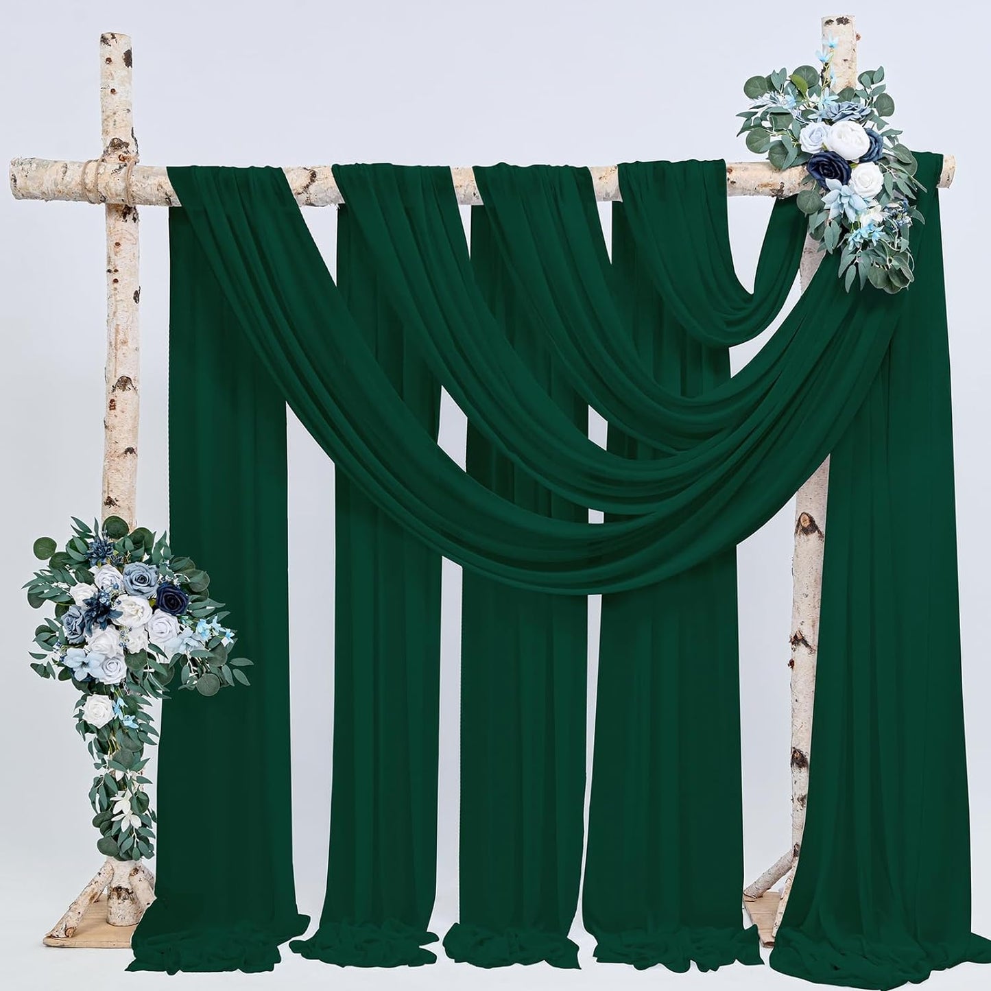 Backdrop Chiffon Curtains 20' x 20' Ft - HUNTER - 4 Panels Chiffon Backdrop Curtain Sheer Curtains Wedding Arch Draping Fabric for Party