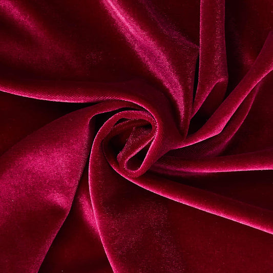 SPANDEX VELVET - Stretch Velvet Fabric for Sewing Apparel Costumes Craft, - BURGUNDY - Sold By The Yard.