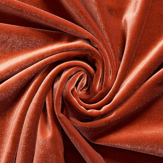 SPANDEX VELVET - Stretch Velvet Fabric for Sewing Apparel Costumes Craft, - RUST - Sold By The Yard.