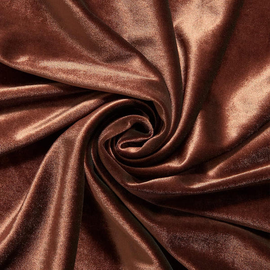 SPANDEX VELVET - Stretch Velvet Fabric for Sewing Apparel Costumes Craft, - BROWN - Sold By The Yard.