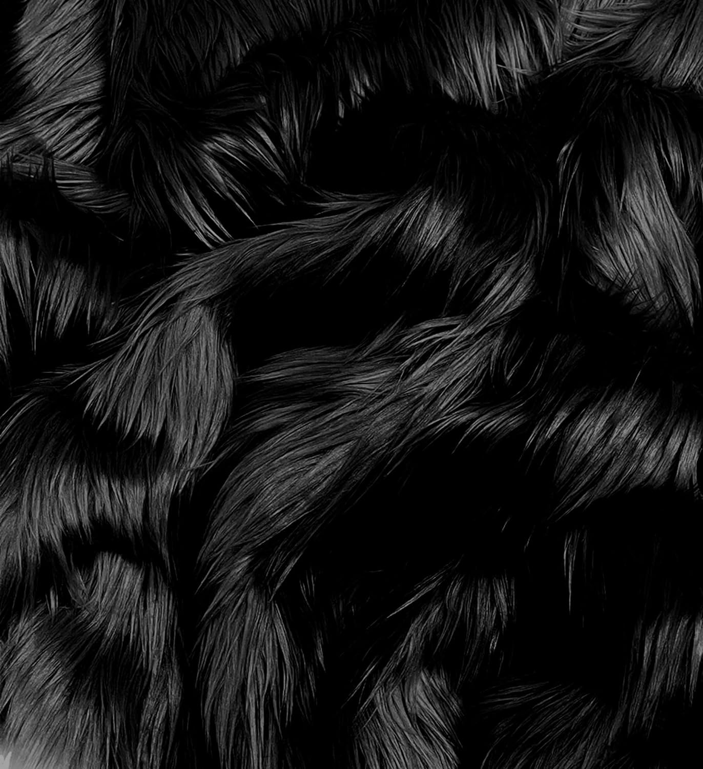 Shaggy Faux Fur Fabric - BLACK - Sold By Yard - 60" Width For Coats Costumes Scarfs Rugs Crafts Decor - Quilting, Pillows, Throws,