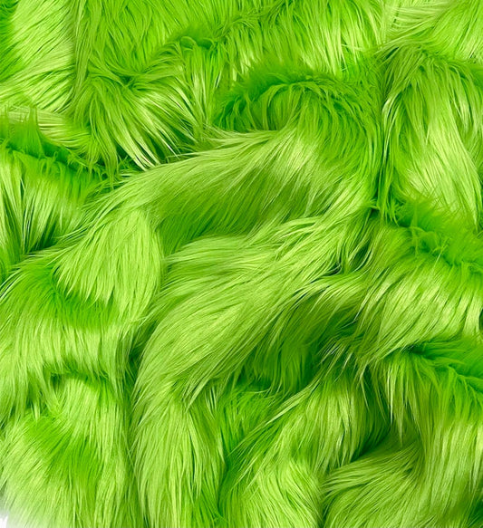 Shaggy Faux Fur Fabric - LIME - Sold By Yard - 60" Width For Coats Costumes Scarfs Rugs Crafts Decor - Quilting, Pillows, Throws,