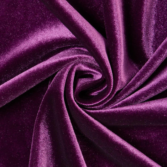 SPANDEX VELVET - Stretch Velvet Fabric for Sewing Apparel Costumes Craft, - PLUM - By The Yard.