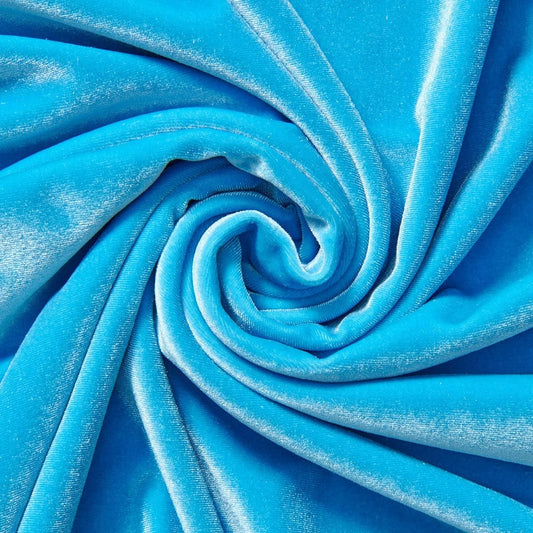 SPANDEX VELVET - Stretch Velvet Fabric for Sewing Apparel Costumes Craft, -TURQUOISE - By The Yard.