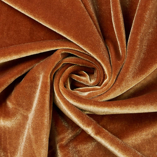 SPANDEX VELVET - Stretch Velvet Fabric for Sewing Apparel Costumes Craft, - COPPER - Sold By The Yard.