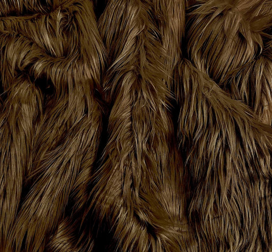 Shaggy Faux Fur Fabric - BROWN - Sold By Yard - 60" Width For Coats Costumes Scarfs Rugs Crafts Decor - Quilting, Pillows, Throws,