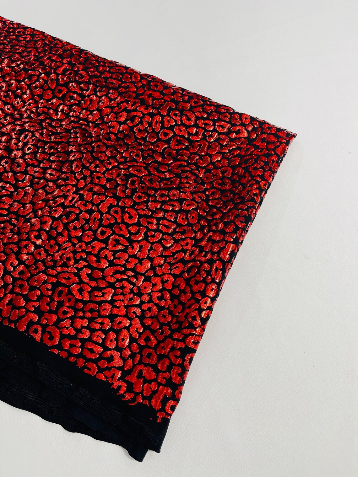 LEOPARD - Print Poly Spandex Fabric 4 Way Stretch - Sold By The Yard - RED - Ideal For Dostumes, Dresses, Leggings,