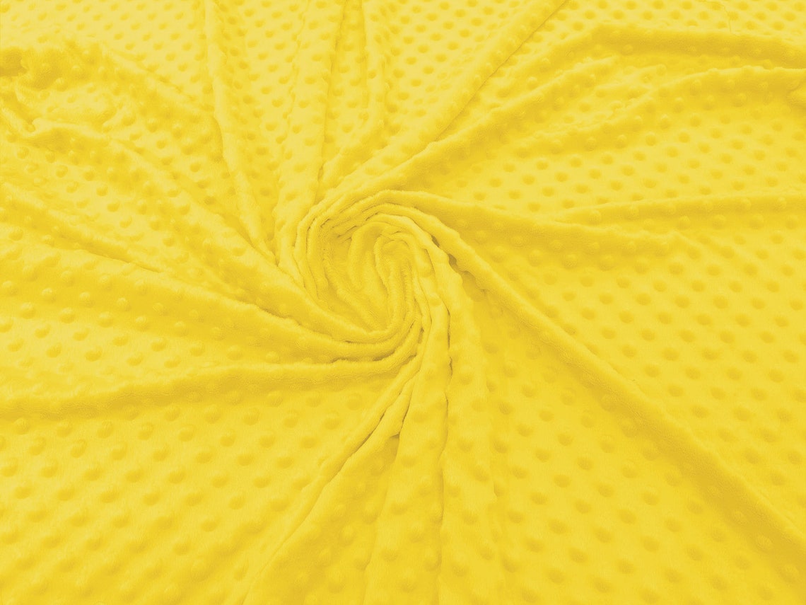 MINKY - Baby Blanket Crafts Decor Ultra Soft Cuddling - CANARY YELLOW - Minky Dimple Dot Soft Cuddle Fabric - Craft Fabrics Sold by The Yard.