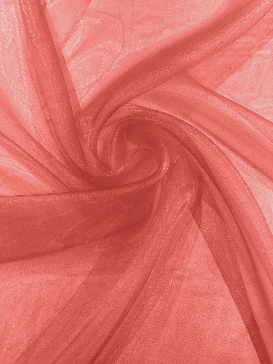 Polyester Soft Light Weight, Sheer - DK CORAL - See Through Crystal Organza Fabric Sold By The Yard.