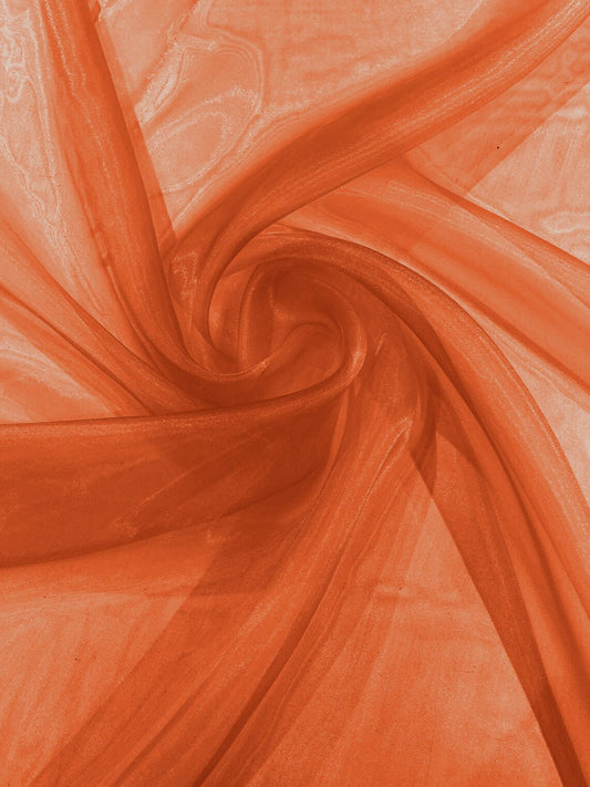 Polyester Soft Light Weight, Sheer -DK ORANGE - See Through Crystal Organza Fabric Sold By The Yard.