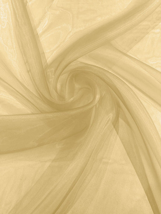 Polyester Soft Light Weight, Sheer - GOLD - See Through Crystal Organza Fabric Sold By The Yard.