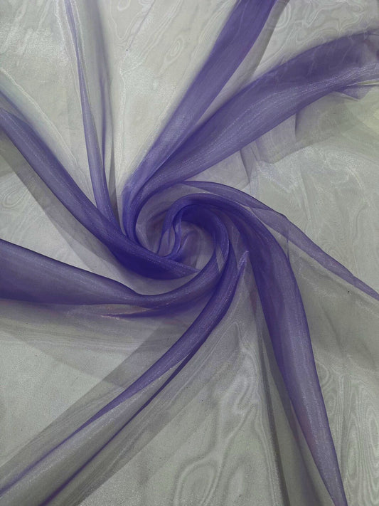 Polyester Soft Light Weight, Sheer - PURPLE - See Through Crystal Organza Fabric Sold By The Yard.