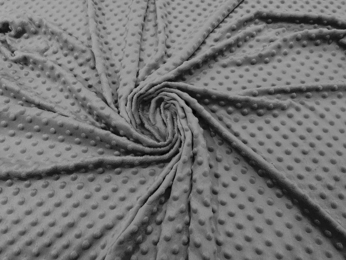 MINKY - Baby Blanket Crafts Decor Ultra Soft Cuddling - GRAY - Minky Dimple Dot Soft Cuddle Fabric - Craft Fabrics Sold by The Yard.