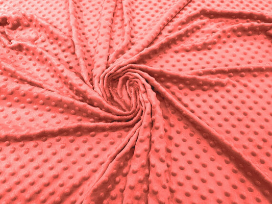 MINKY - Baby Blanket Crafts Decor Ultra Soft Cuddling - STRAWBERRY - Minky Dimple Dot Soft Cuddle Fabric - Craft Fabrics Sold by The Yard.