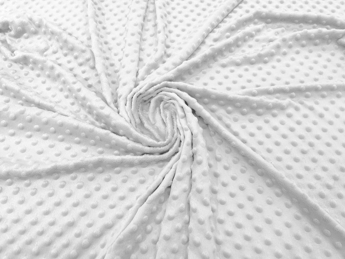 MINKY - Baby Blanket Crafts Decor Ultra Soft Cuddling - WHITE - Minky Dimple Dot Soft Cuddle Fabric - Craft Fabrics Sold by The Yard.