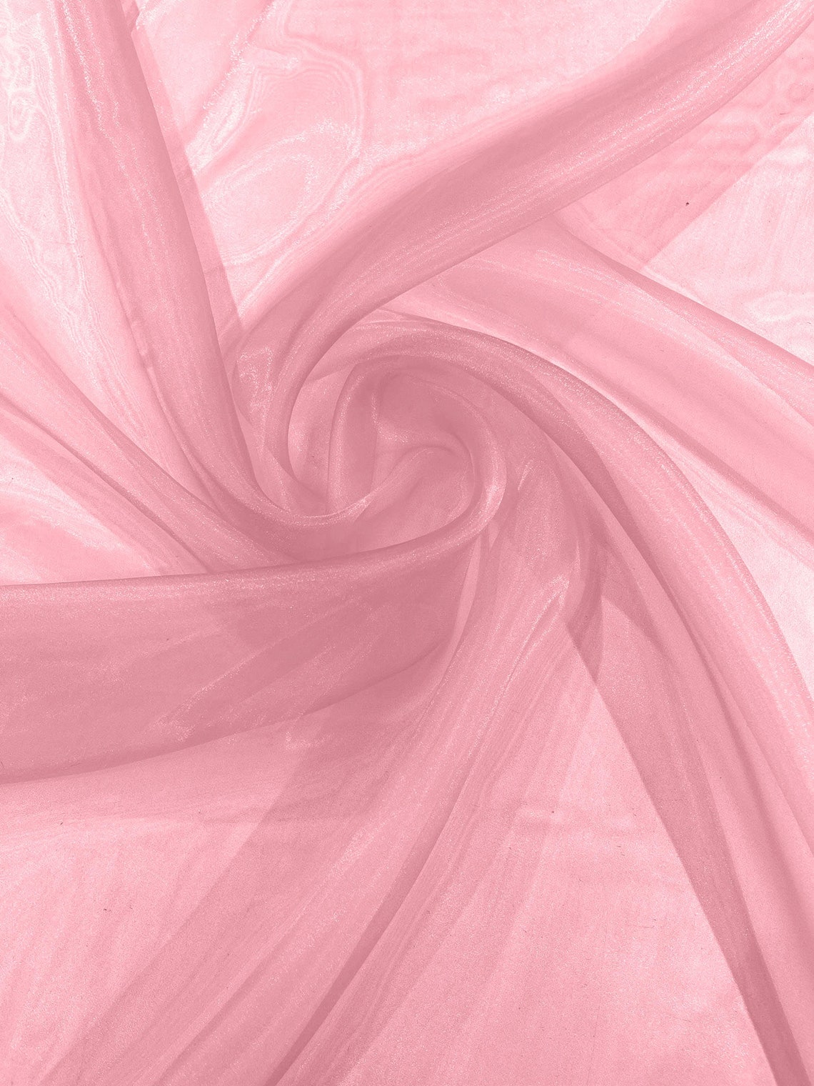 Polyester Soft Light Weight, Sheer - BUBBLE GUM - See Through Crystal Organza Fabric Sold By The Yard.