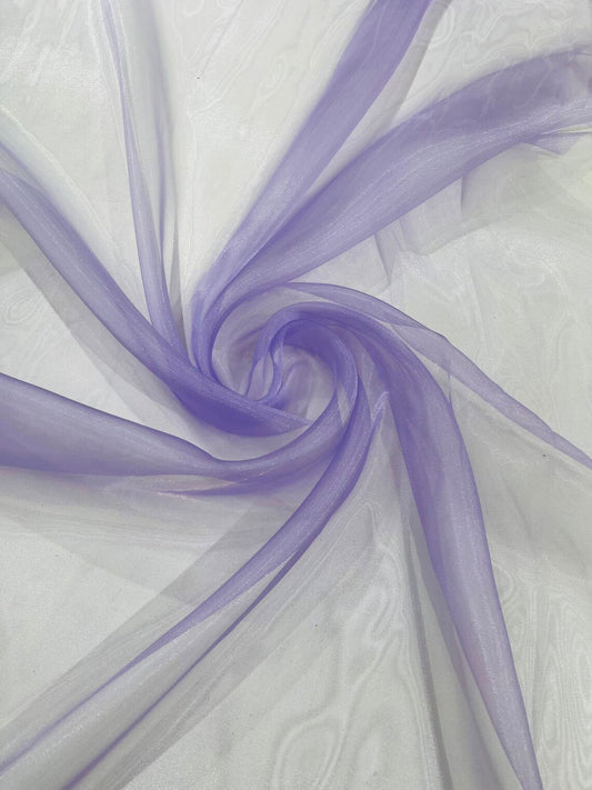 Polyester Soft Light Weight, Sheer - DK LILAC - See Through Crystal Organza Fabric Sold By The Yard.