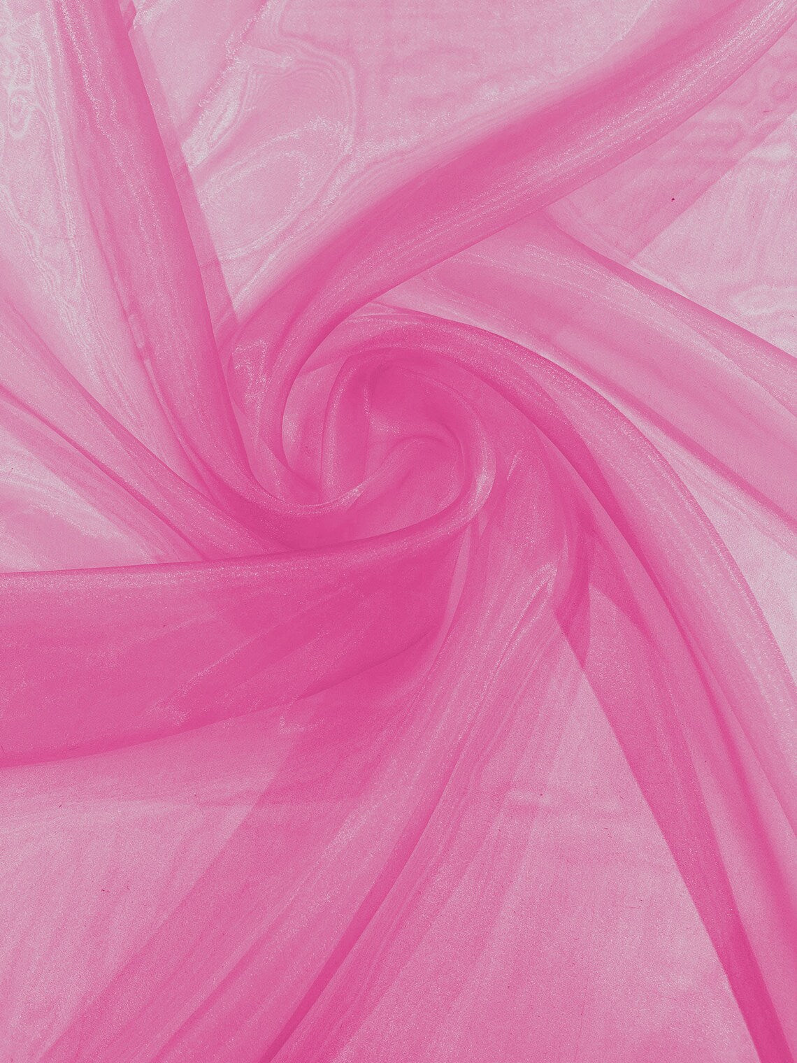 Polyester Soft Light Weight, Sheer - HOT PINK - See Through Crystal Organza Fabric Sold By The Yard.