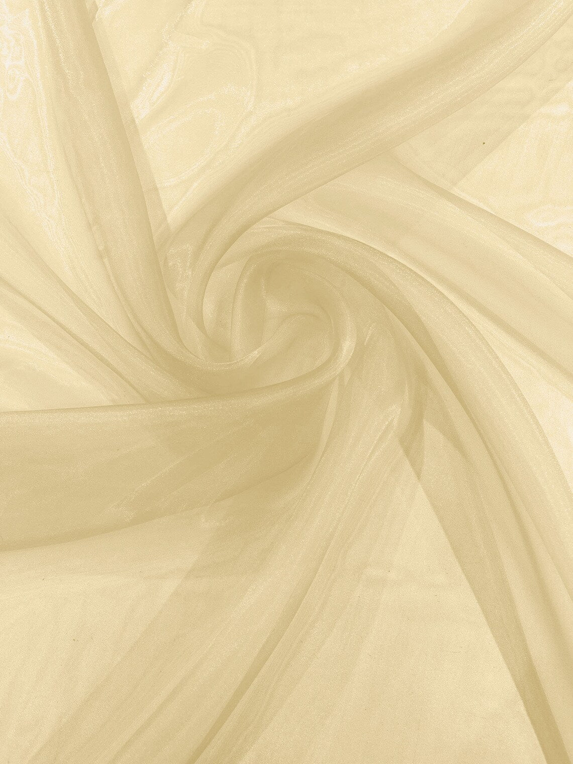 Polyester Soft Light Weight, Sheer - LT GOLD - See Through Crystal Organza Fabric Sold By The Yard.