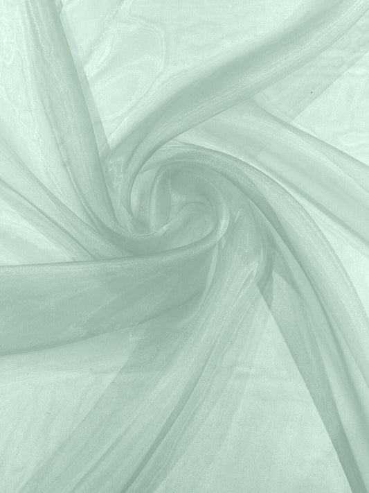 Polyester Soft Light Weight, Sheer - MINT - See Through Crystal Organza Fabric Sold By The Yard.