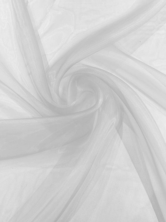 Polyester Soft Light Weight, Sheer - WHITE - See Through Crystal Organza Fabric Sold By The Yard.