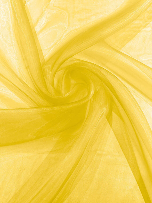 Polyester Soft Light Weight, Sheer - YELLOW - See Through Crystal Organza Fabric Sold By The Yard.