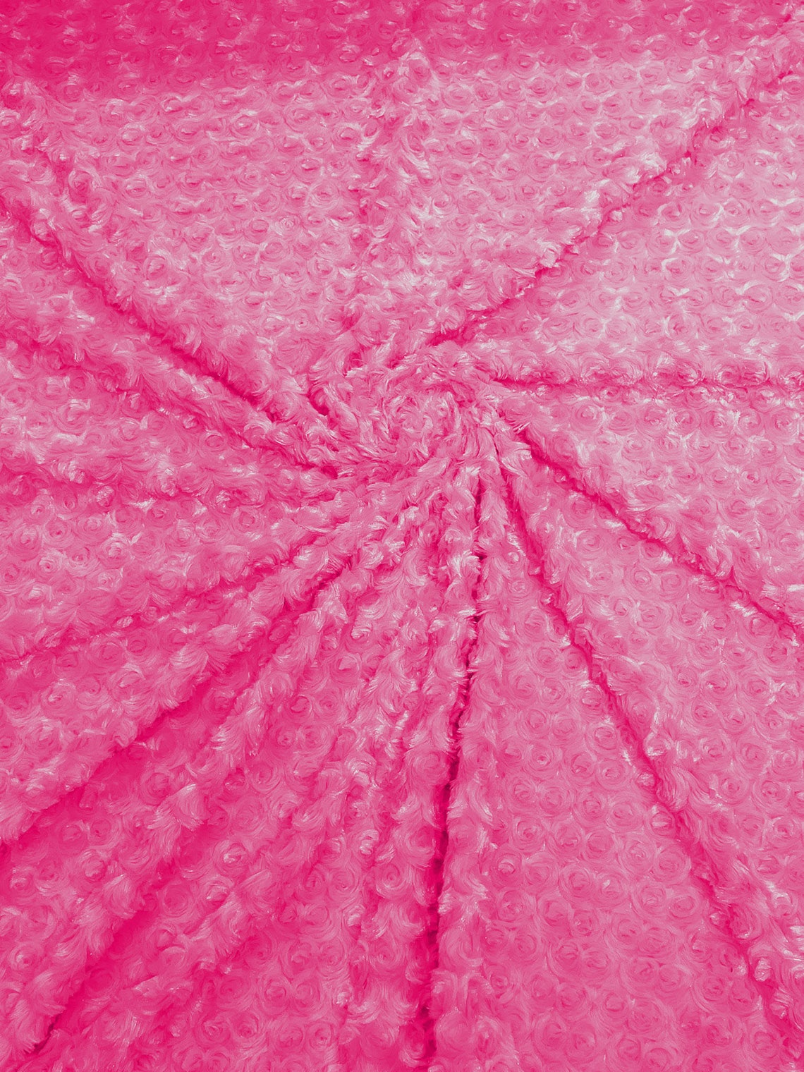 MINKY - Baby Blanket Crafts Decor Ultra Soft Cuddling - FUCHSIA - Minky Swirl Rose Blossom Ball Rosebud Plush - Craft Fabrics Sold by The Yard.