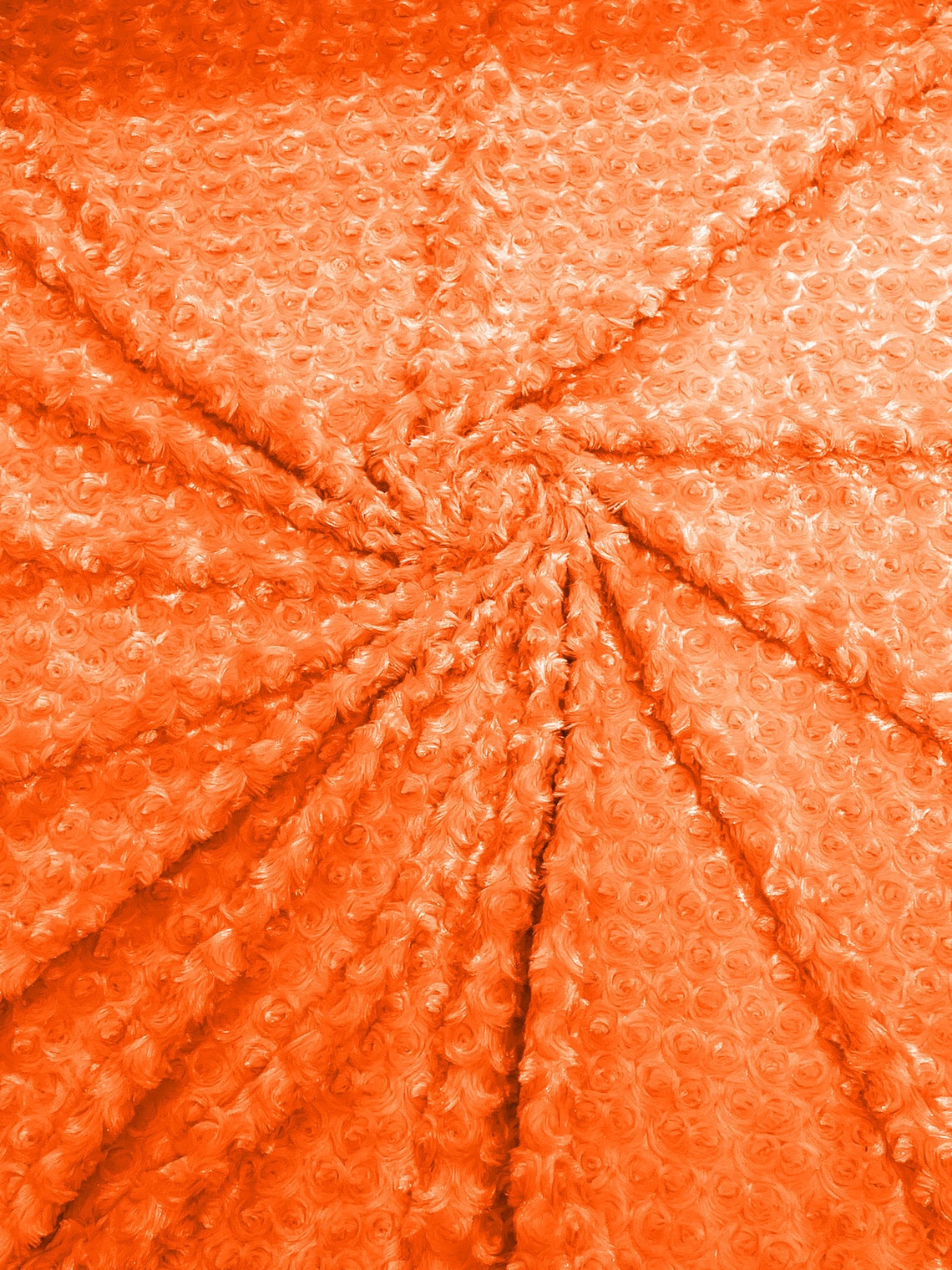 MINKY - Baby Blanket Crafts Decor Ultra Soft Cuddling - ORANGE - Minky Swirl Rose Blossom Ball Rosebud Plush - Craft Fabrics Sold by The Yard.