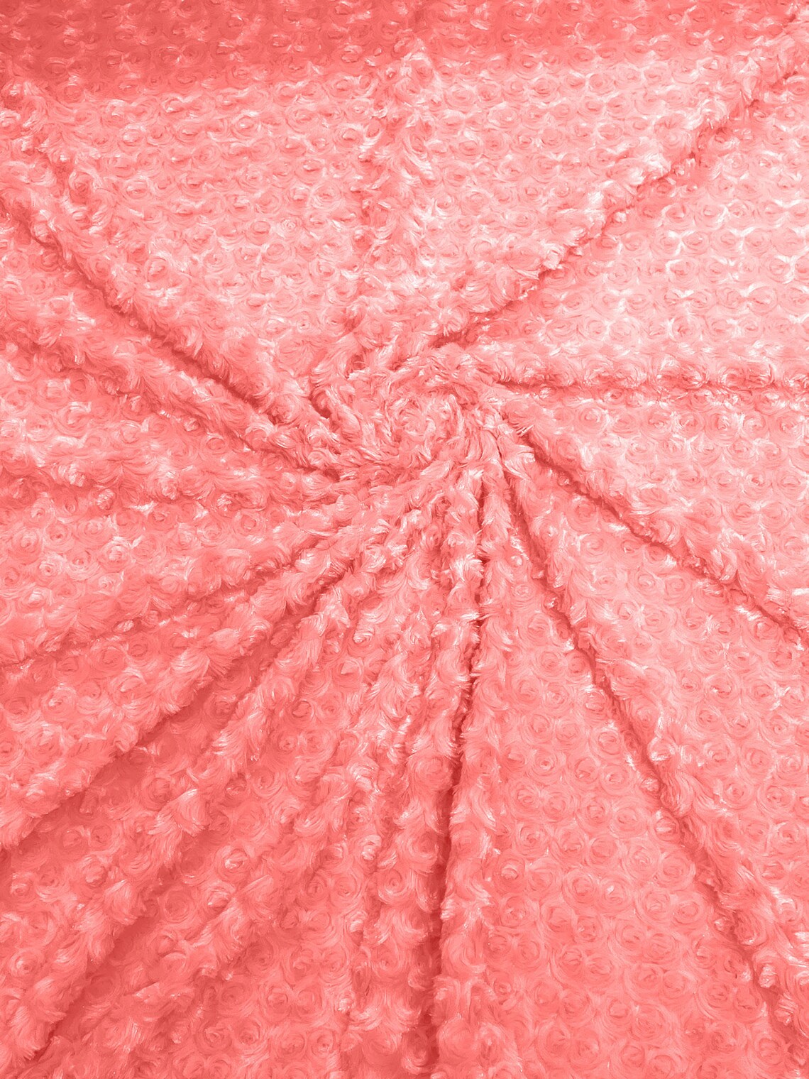 MINKY - Baby Blanket Crafts Decor Ultra Soft Cuddling - CORAL - Minky Swirl Rose Blossom Ball Rosebud Plush - Craft Fabrics Sold by The Yard.