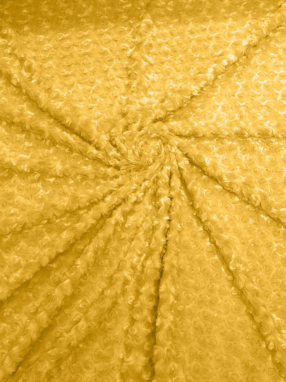 MINKY - Baby Blanket Crafts Decor Ultra Soft Cuddling - YELLOW - Minky Swirl Rose Blossom Ball Rosebud Plush - Craft Fabrics Sold by The Yard.