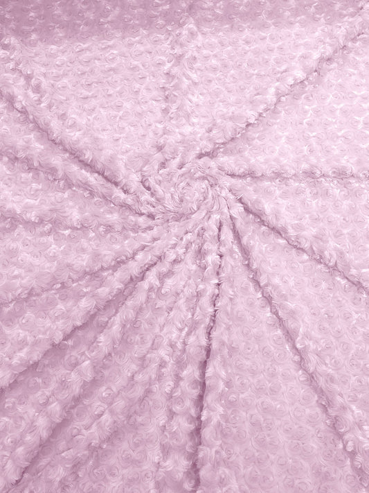 MINKY - Baby Blanket Crafts Decor Ultra Soft Cuddling - PINK - Minky Swirl Rose Blossom Ball Rosebud Plush - Craft Fabrics Sold by The Yard.