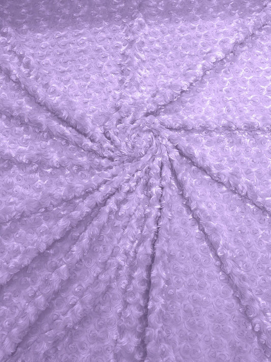 MINKY - Baby Blanket Crafts Decor Ultra Soft Cuddling - LAVENDER - Minky Swirl Rose Blossom Ball Rosebud Plush - Craft Fabrics Sold by The Yard.