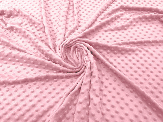 MINKY - Baby Blanket Crafts Decor Ultra Soft Cuddling - LT PINK - Minky Dimple Dot Soft Cuddle Fabric - Craft Fabrics Sold by The Yard.