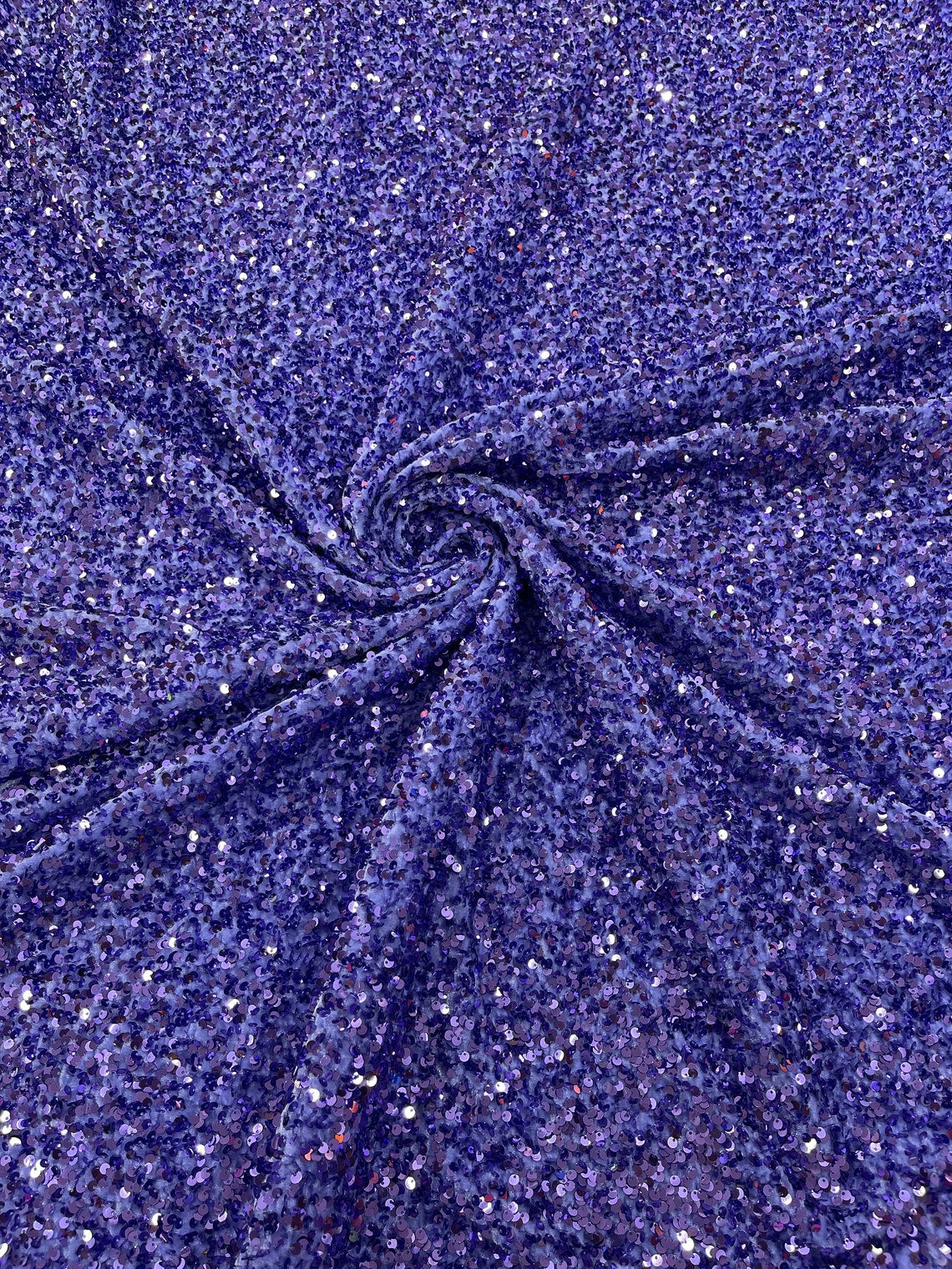 SEQUIN VELVET - Sequins on a Stretch Velvet 2-Way Stretch Sold By The Yard. LAVENDER - For Fashion Dress Evening Dress Prom Quinceanera