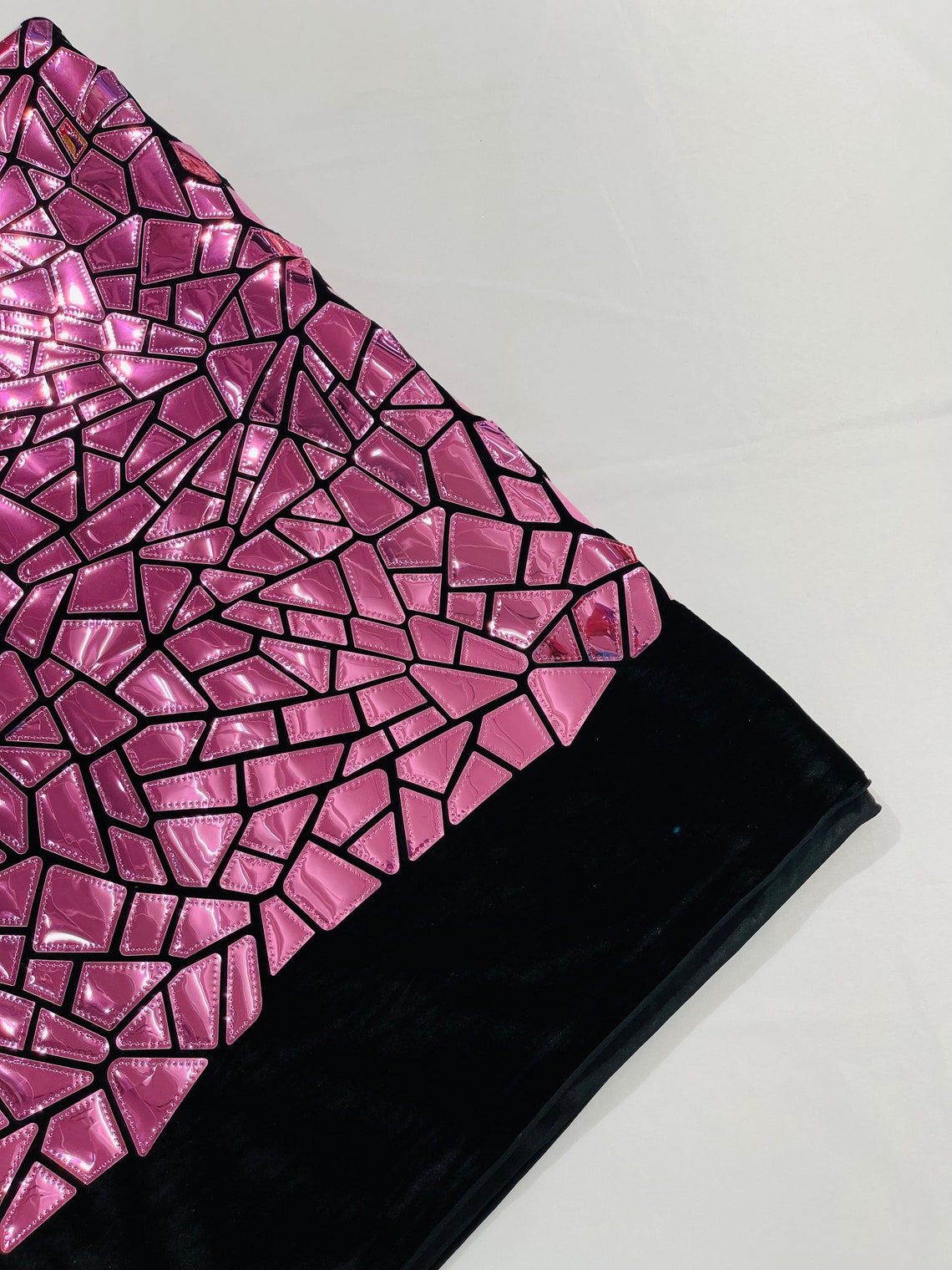 METALLIC DIAMOND - Metallic Sequins Velvet Fabric - Black Stretch Velvet - SHINY - By The Yard. DUSTY PINK