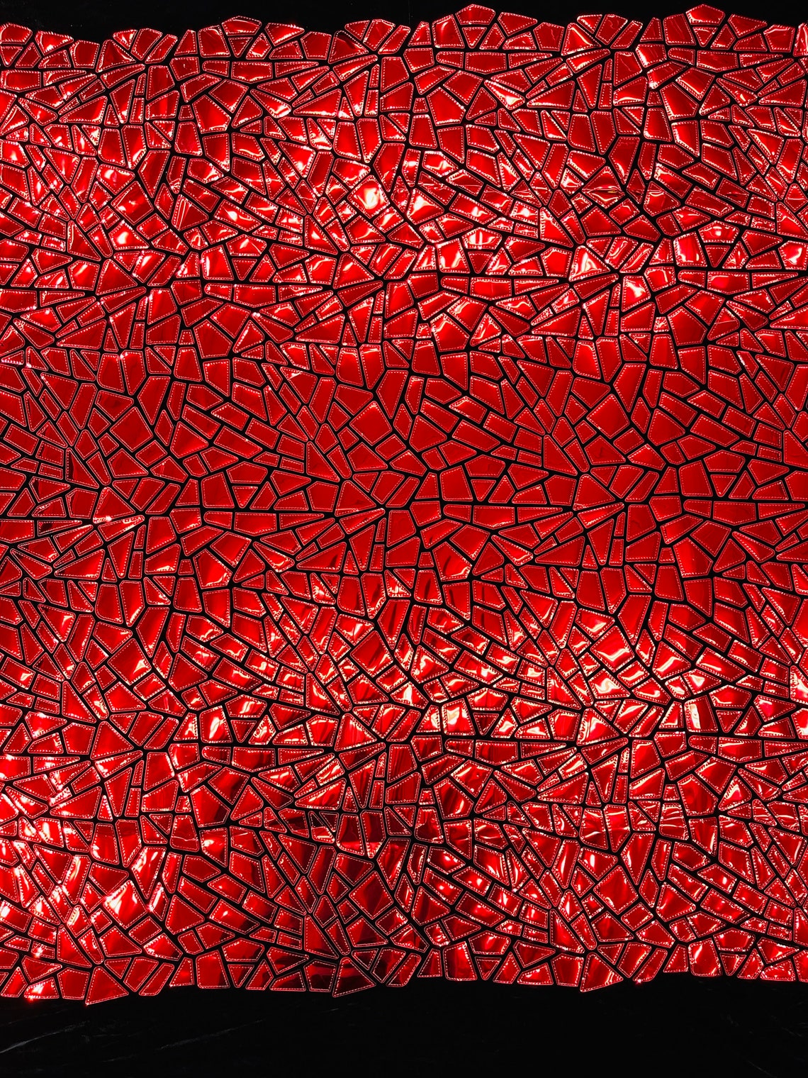 METALLIC DIAMOND - Metallic Sequins Velvet Fabric - Black Stretch Velvet - SHINY - By The Yard. RED