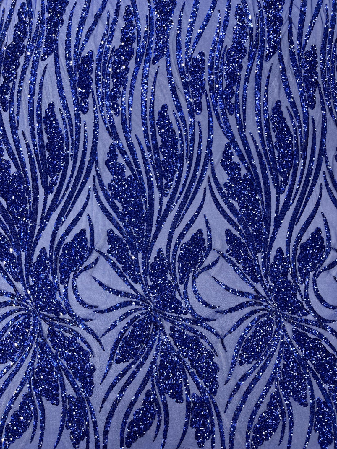 DK ROYAL - Fashion Branch Design with Sequins Embroider on a 4 Way Stretch Mesh Fabric-Sold by The Yard.