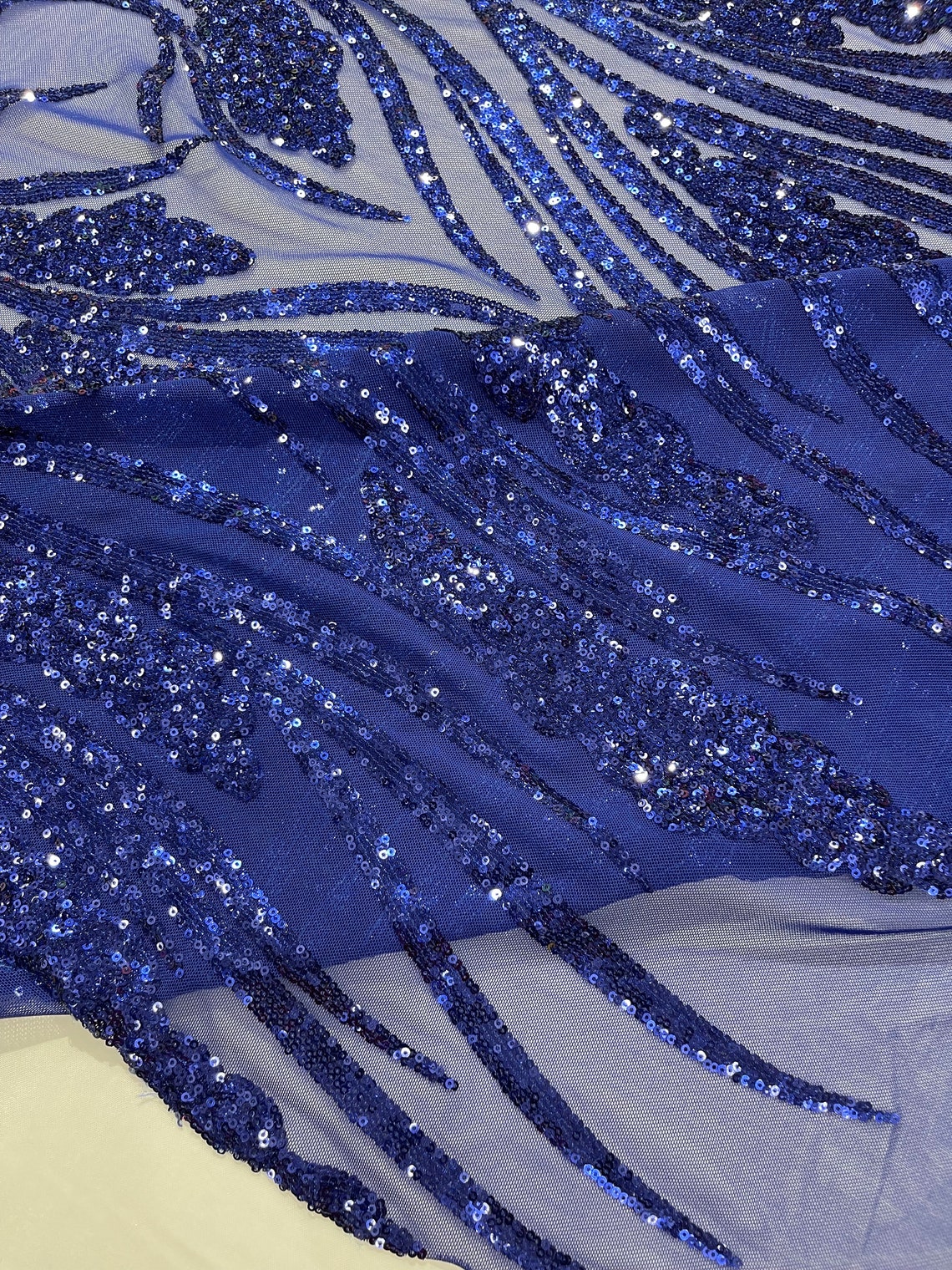 DK ROYAL - Fashion Branch Design with Sequins Embroider on a 4 Way Stretch Mesh Fabric-Sold by The Yard.