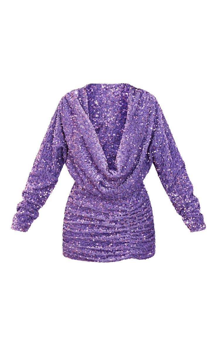 SEQUIN VELVET - Sequins on a Stretch Velvet 2-Way Stretch Sold By The Yard. LAVENDER - For Fashion Dress Evening Dress Prom Quinceanera