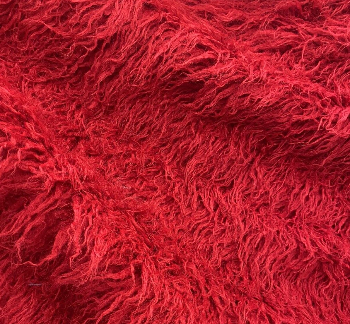 Mongolian Faux Fur Fabric - Sold By Yard - RED - 60" Width For Coats Costumes Scarfs Rugs Crafts Decor - Quilting, Pillows, Throws,