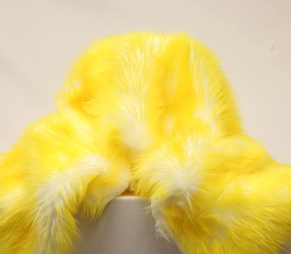 LIGHT YELLOW -2 Tone Thick Fake Faux Fur Shaggy Long Pile - 64" Width For Coats Costumes Scarfs Rugs Crafts Decor - Quilting, Pillows,Throws