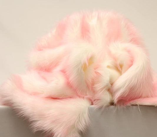 LIGHT PINK -2 Tone Thick Fake Faux Fur Shaggy Long Pile - 64" Width For Coats Costumes Scarfs Rugs Crafts Decor - Quilting, Pillows, Throws,