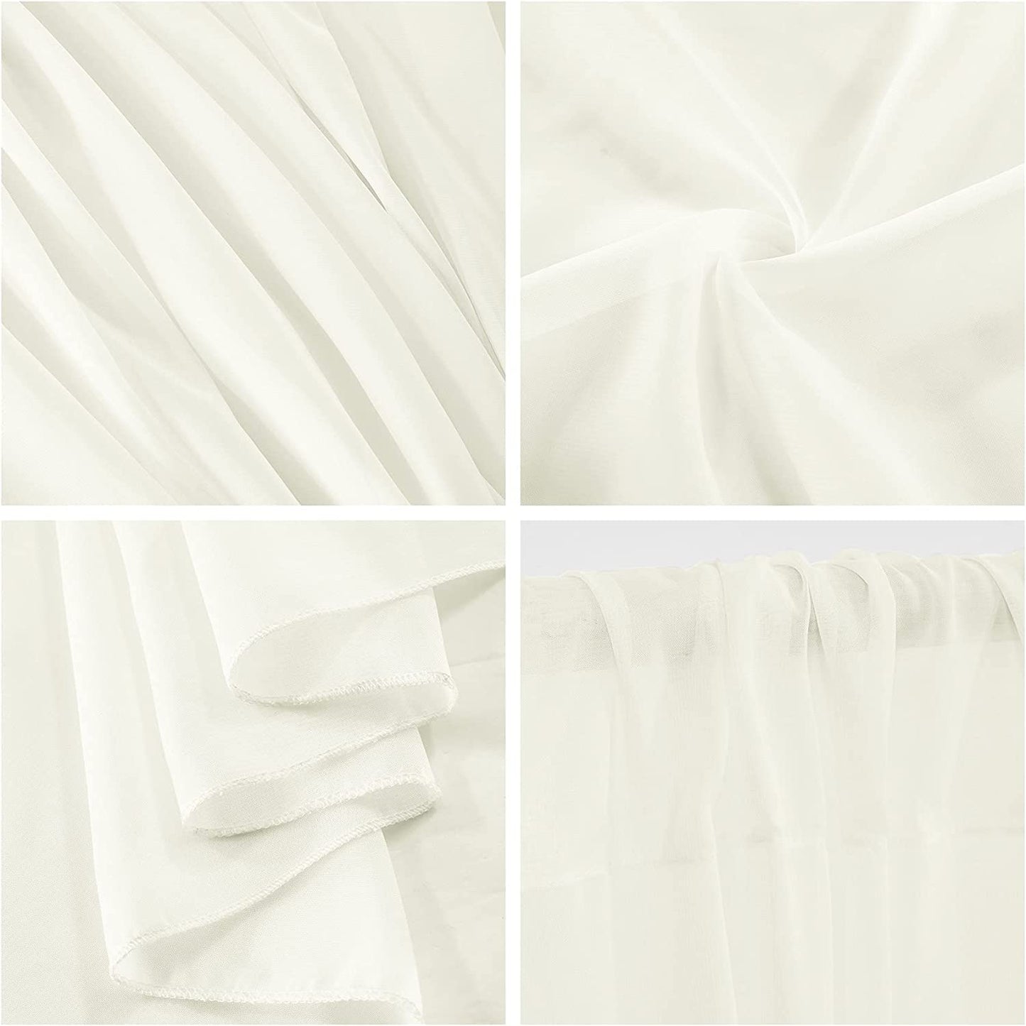 Backdrop Chiffon Curtains 10' Ft x 10' Ft - IVORY - 1 Panel Chiffon Backdrop Curtain Sheer Curtains Wedding Arch Draping Fabric for Party